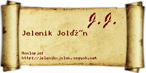 Jelenik Jolán névjegykártya