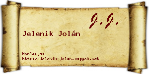 Jelenik Jolán névjegykártya